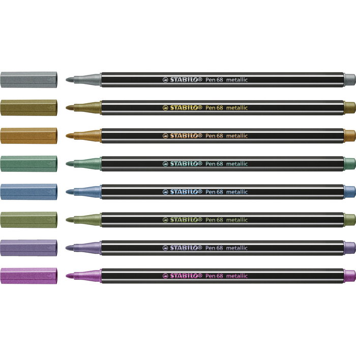 Stabilo Pen 68 Metallic Estuche de 8 Rotuladores Colores Metálicos Surtidos Stabilo Pen 68 Metallic Estuche de 8 Rotuladores Colores Metálicos Surtidos