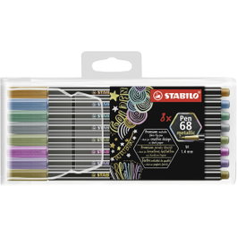 Stabilo Pen 68 Metallic Estuche de 8 Rotuladores Colores Metálicos Surtidos