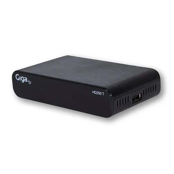 TvTech GigaTV HD250 T Sintonizador TDT Digital Full HD con DVB-T2 y Grabadora USB PVR para Cable, H.264, 1080p, HDMI, SCART - Negro