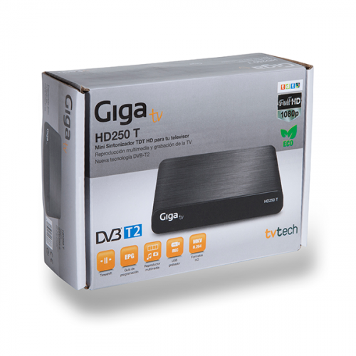 Giga TV Sintonizador TDT GigaTV HD250 T Cable Full HD Negro USB PVR