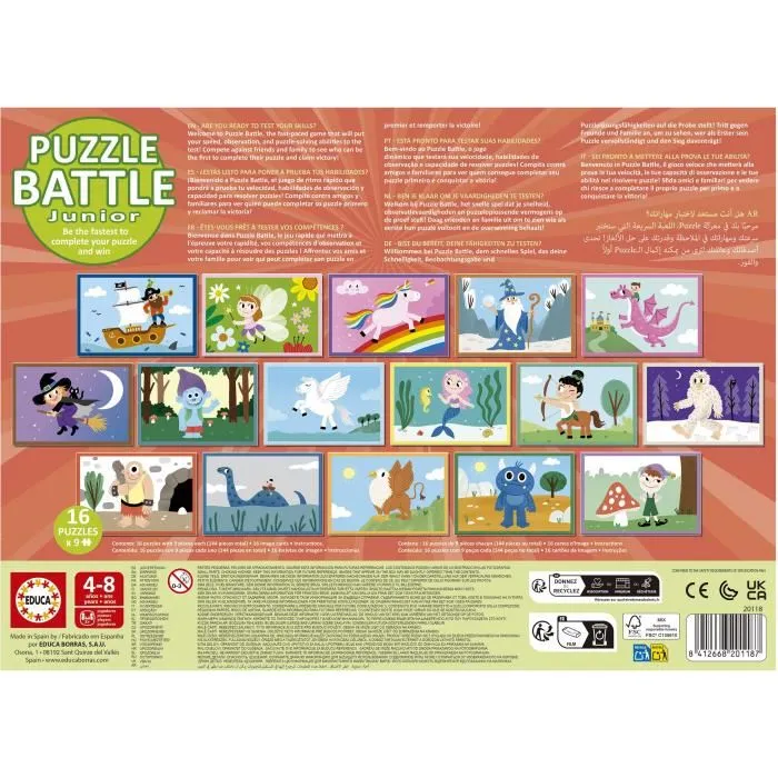 Educa Puzzle Battle Jr Fantasy 16 Puzzles Temática Fantasía Niños a partir de 4 años
