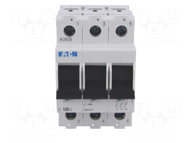EATON ELECTRIC Interruptor de aislamiento IS-100/3 de 3 polos, 100A, 240VAC EATON ELECTRIC Interruptor de aislamiento IS-100/3 de 3 polos, 100A, 240VAC