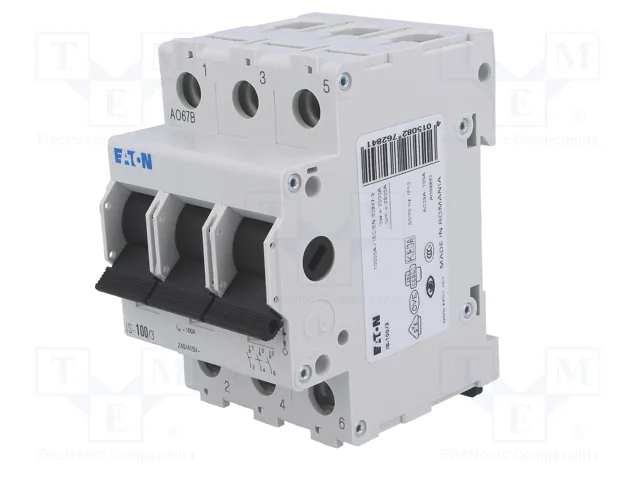 EATON ELECTRIC Interruptor de aislamiento IS-100/3 de 3 polos, 100A, 240VAC EATON ELECTRIC Interruptor de aislamiento IS-100/3 de 3 polos, 100A, 240VAC