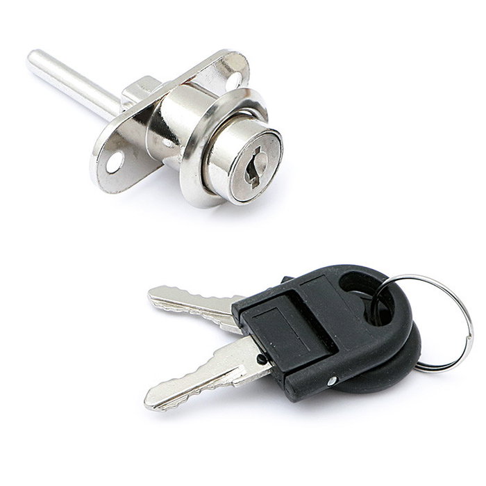 HERRAJES ALK Cerradura Redonda Negra de 16x22 mm con Vástago e Incluye Llaves HERRAJES ALK Cerradura Redonda Negra de 16x22 mm con Vástago e Incluye Llaves