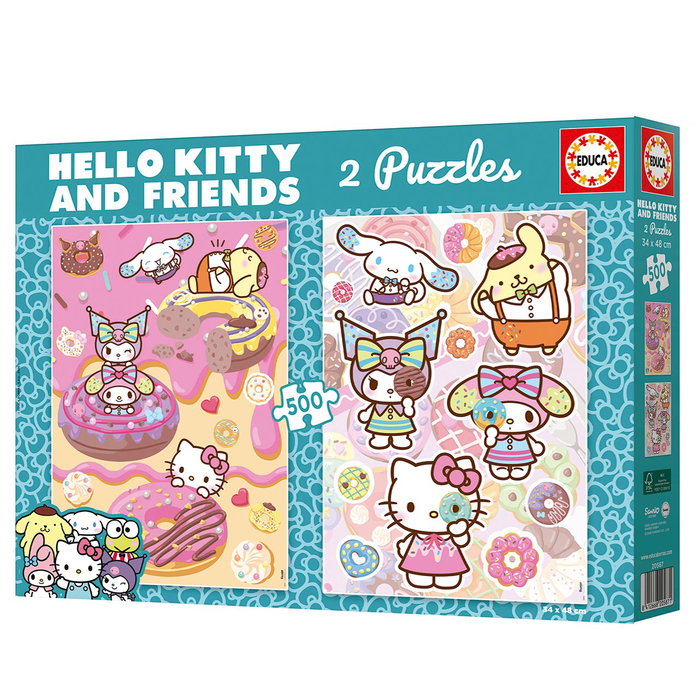 Educa Puzzle 2X500 Piezas Hello Kitty 20587 - 2 Puzzles de 500 Piezas Cada Uno, Tamaño Montado 34x48 cm, para Edad +12 Años