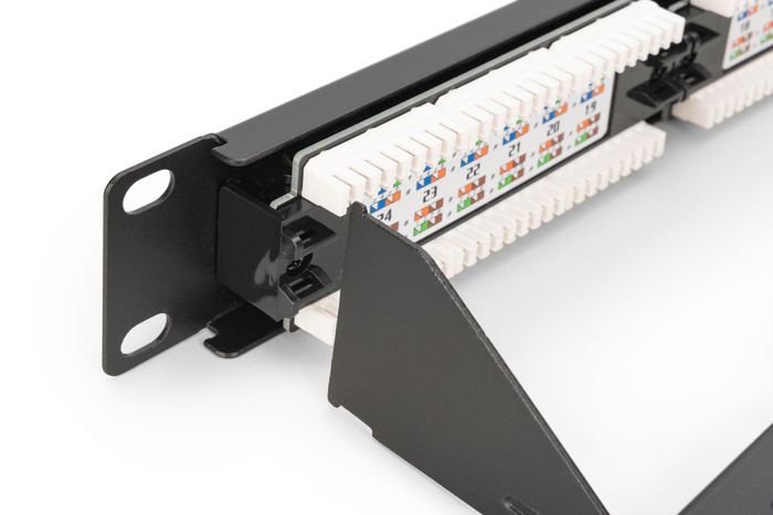 Digitus CAT 6 Patch Panel - Panel de Conexiones para Red Ethernet, Clase E 250 MHz, UL Certified, RJ45 Hembra Blindado, 1U, Color-codificado EIA/TIA 568B