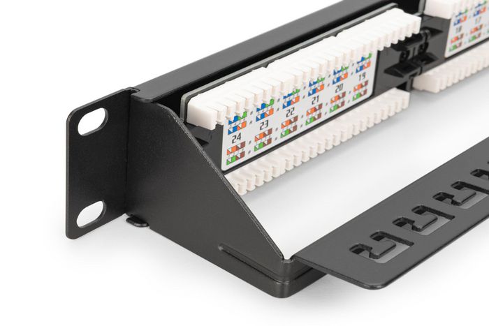 Digitus CAT 6 Patch Panel - Panel de Conexiones para Red Ethernet, Clase E 250 MHz, UL Certified, RJ45 Hembra Blindado, 1U, Color-codificado EIA/TIA 568B