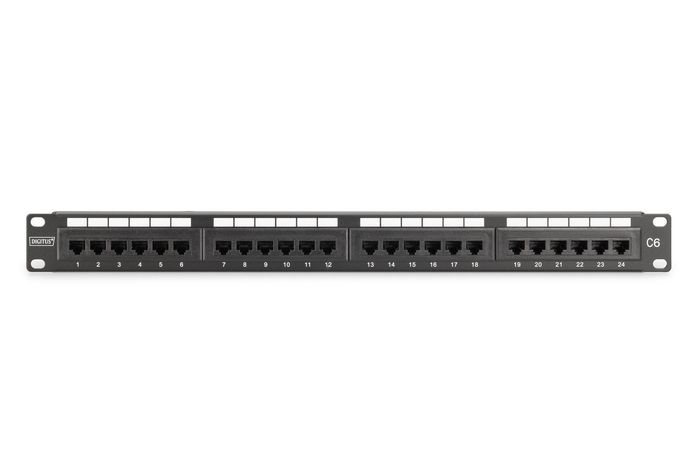 Digitus CAT 6 Patch Panel - Panel de Conexiones para Red Ethernet, Clase E 250 MHz, UL Certified, RJ45 Hembra Blindado, 1U, Color-codificado EIA/TIA 568B