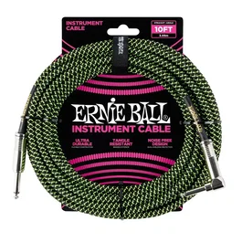 Ernieball Cable de Instrumento Trenzado Jack-Jack Negro / Verde 2,54 M