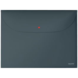 Leitz 47090089 Carpeta Convencional A4 Gris Polipropileno (PP) con 2 Bolsillos Mate Cierre Velcro 50 Hojas