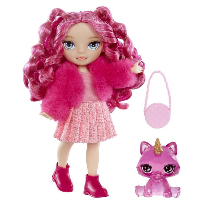 MGA Muñeca Little Fashion Rosa Rainbow High 15 cm +4 años con 5 puntos de articulación y mascota