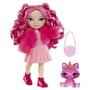 MGA Muñeca Little Fashion Rosa Rainbow High 15 cm +4 años con 5 puntos de articulación y mascota