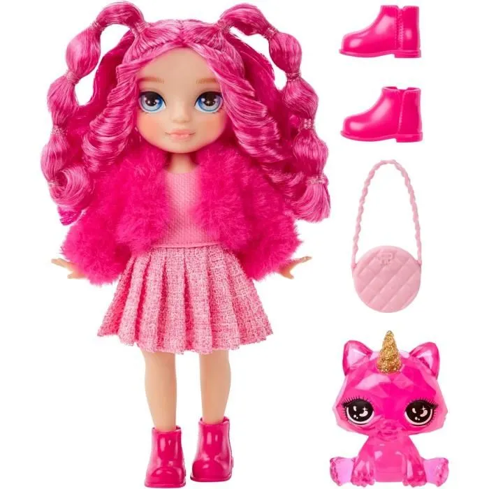 MGA Muñeca Little Fashion Rosa Rainbow High 15 cm +4 años con 5 puntos de articulación y mascota MGA Muñeca Little Fashion Rosa Rainbow High 15 cm +4 años con 5 puntos de articulación y mascota