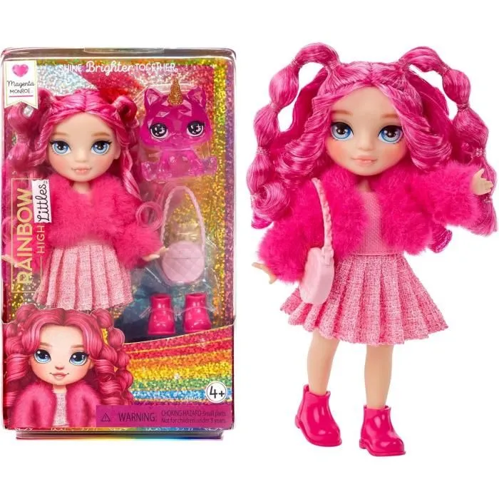 MGA Muñeca Little Fashion Rosa Rainbow High 15 cm +4 años con 5 puntos de articulación y mascota MGA Muñeca Little Fashion Rosa Rainbow High 15 cm +4 años con 5 puntos de articulación y mascota