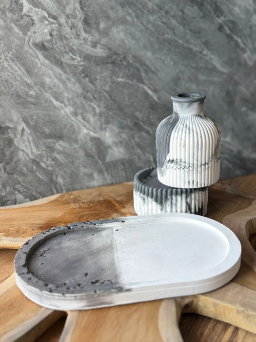 Aberto Design Vela 11ST de Concreto para Decoración de Hogar, Gris y Blanco
