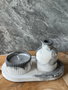 Aberto Design Vela 11ST de Concreto para Decoración de Hogar, Gris y Blanco