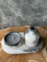 Aberto Design Vela 11ST de Concreto para Decoración de Hogar, Gris y Blanco