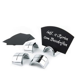 APS Portacartelitos con Tarjeta - 18 Piezas (6+12) en Acero Inoxidable - 4 cm Largo, 2.5 cm Ancho