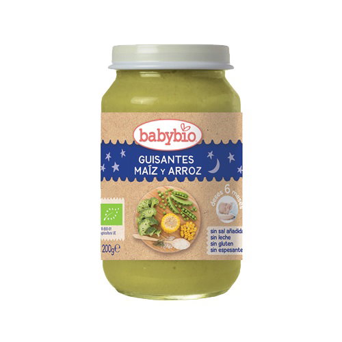 BABYBIO Buenas Noches Guisantes, Maíz y Arroz 200 g