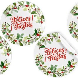 Etiquetas Regalo Adh. Rollo 250 Uds. Redondas Ø 40 Navidad Feliz Navidad Muerdago