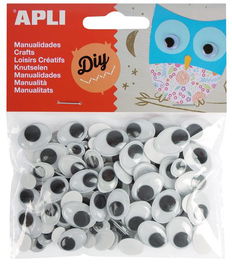 Ojos Moviles Apli Ovalados Negro Bolsa De 100 (Set de 5)