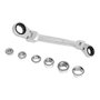 Workpro Llave de estrella doble con carraca articulada 14x19 mm, 6 bocas intercambiables (8-17 mm), 7 piezas, CR-V 72 dientes