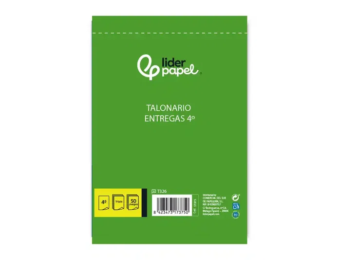 Liderpapel Talonario Entregas T326 con 2 Copias en Tamaño Cuarto Natural 144x210 mm