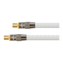 PYTHON® Series Cable de antena para TV IEC/Coaxial, chapado en oro, 1m, blanco