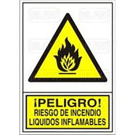 DUVER Señal de Peligro Riesgo Incendio Líquidos Inflamables