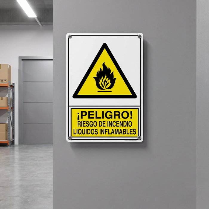 DUVER Señal de Peligro Riesgo Incendio Líquidos Inflamables