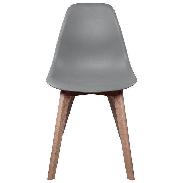 Home Deco Factory Silla STOCKHOLM Diseño Escandinavo Patas Madera Asiento Plástico Gris 45,8x51,4 cm H84,6 cm