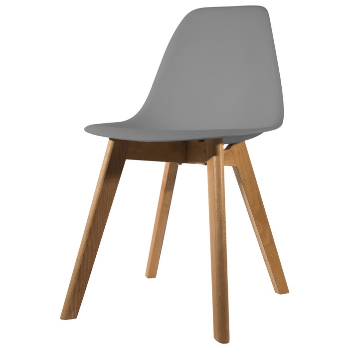 Home Deco Factory Silla STOCKHOLM Diseño Escandinavo Patas Madera Asiento Plástico Gris 45,8x51,4 cm H84,6 cm