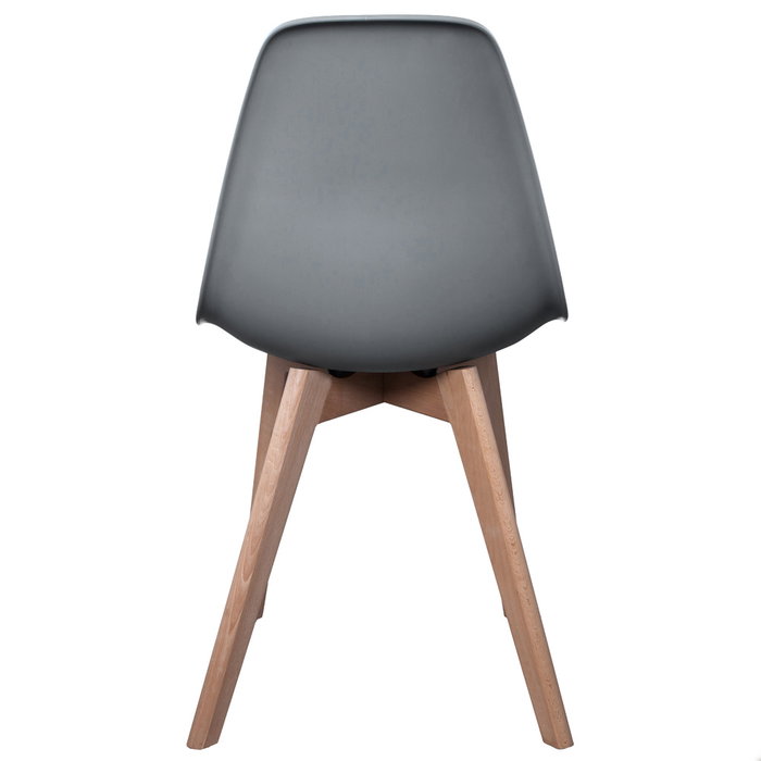 Home Deco Factory Silla STOCKHOLM Diseño Escandinavo Patas Madera Asiento Plástico Gris 45,8x51,4 cm H84,6 cm