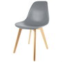 Home Deco Factory Silla STOCKHOLM Diseño Escandinavo Patas Madera Asiento Plástico Gris 45,8x51,4 cm H84,6 cm