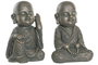 DKD Home Decor Surtido de 2 Figuras de Monje en Fibra de Vidrio, Acabado Envejecido, Dorado y Gris Oscuro
