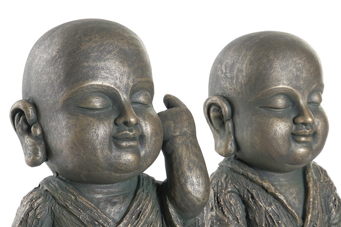 DKD Home Decor Surtido de 2 Figuras de Monje en Fibra de Vidrio, Acabado Envejecido, Dorado y Gris Oscuro