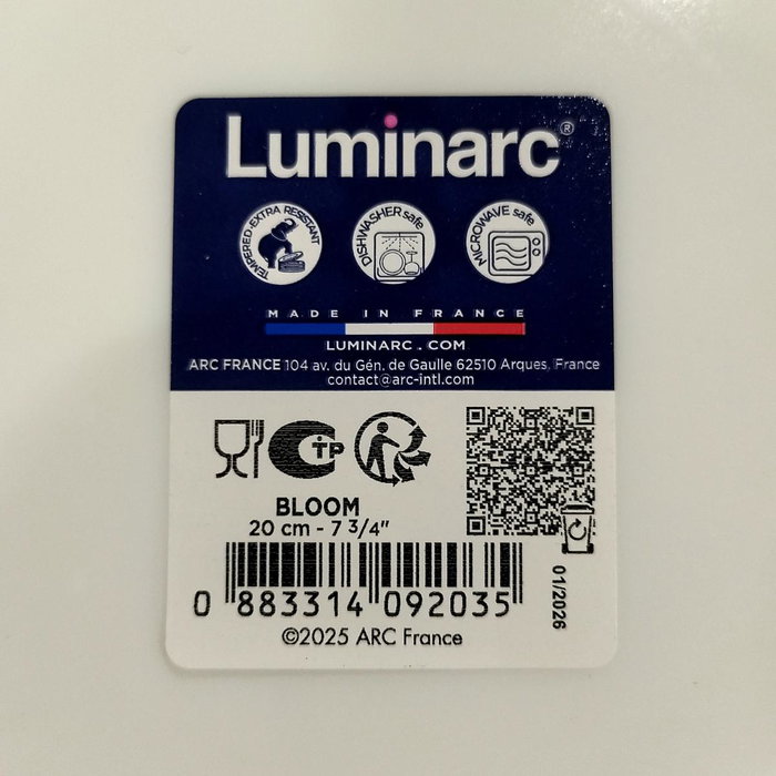 Luminarc Plato Hondo Bloom Blanco de 23,5 cm
