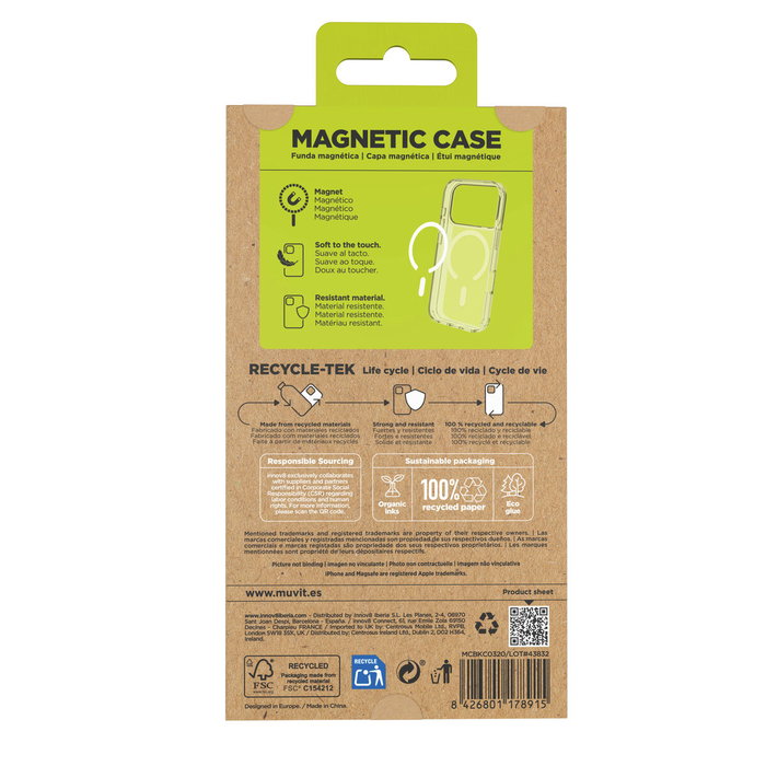 Funda para Móvil Muvit for Change iPhone 17 Pro Transparente