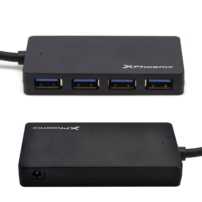 Phoenix Technologies Hub USB 4 Puertos USB 3.1 Gen1, SuperSpeed hasta 5 Gbps, Compatible con USB 3.0/2.0/1.1, Ampliación de Conectividad Plug & Play para PC y Portátil