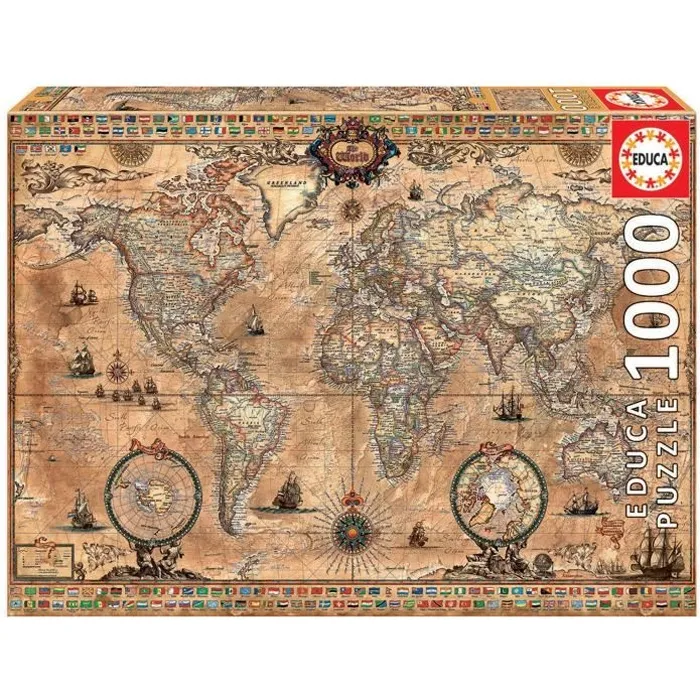Educa Borrás Antique World Map Puzzle de 1000 piezas Educa Borrás Antique World Map Puzzle de 1000 piezas