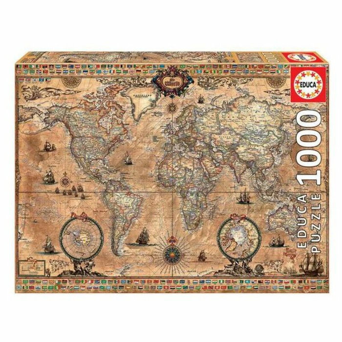 Educa Borrás Antique World Map Puzzle de 1000 piezas Educa Borrás Antique World Map Puzzle de 1000 piezas