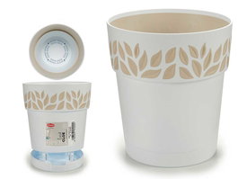 Stefanplast Maceta Cloe Blanca Plástico 15 cm con Reserva de Agua (1,5 L) (Set de 12)