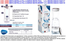 BRITA Botella FINSTOCK Fill&Serve White-Teal 1,3 L + Microdisc