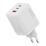 Digitus Cargador USB GaN 100W, Cargador Rápido 3 Puertos (2 USB-C, 1 USB-A), Interior, 100-240V, Blanco, Compatibilidad Universal, Protección