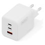 Digitus Cargador USB GaN 100W, Cargador Rápido 3 Puertos (2 USB-C, 1 USB-A), Interior, 100-240V, Blanco, Compatibilidad Universal, Protección