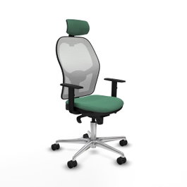 PIQUERAS Y CRESPO Silla de oficina Jorquera con mecanismo Sincro, Verde esmeralda y Blanco