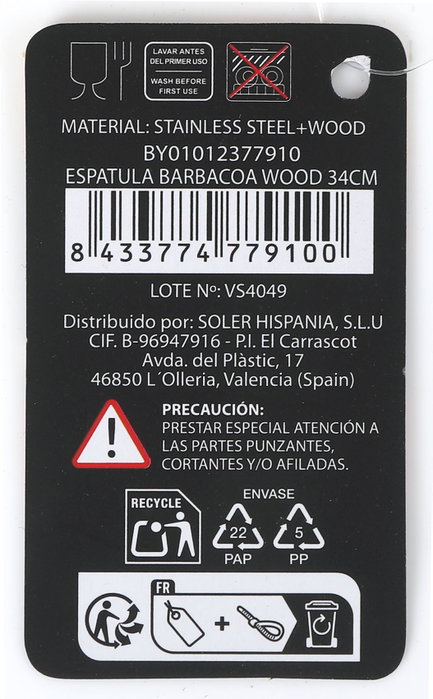 Algon Bbq Espátula de Barbacoa de Madera 34 cm para Parrillas y Asados (12 Unidades)