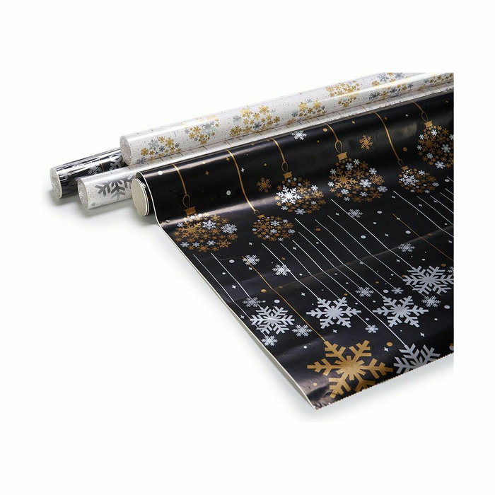 Papel de Regalo Krist+ Negro 70 x 200 cm 3 x 3 x 70 cm Navidad (50 Unidades)