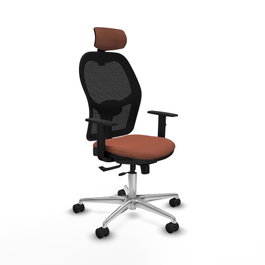 PIQUERAS Y CRESPO Silla de oficina Jorquera con mecanismo Sincro/Traslack, Marrón y Negro