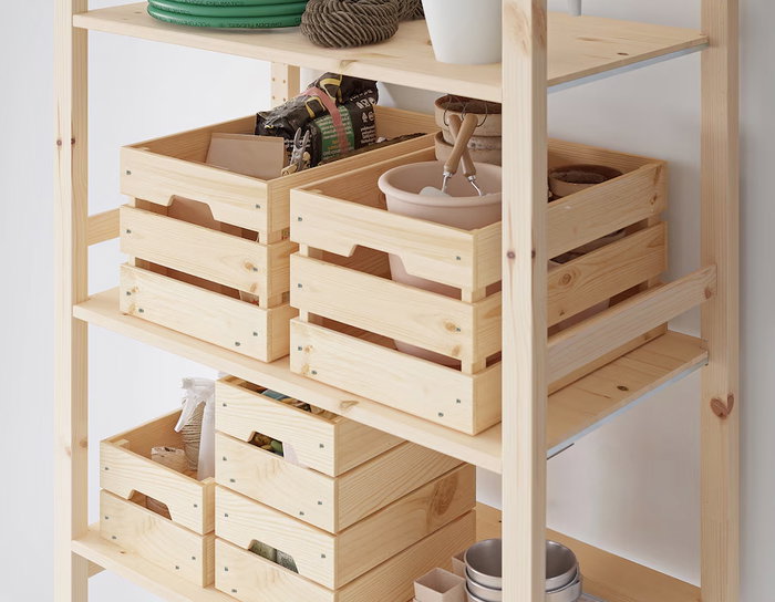 Confortime Caja Madera Apilable 46 cm x 31 cm x 25 cm (4 Unidades)